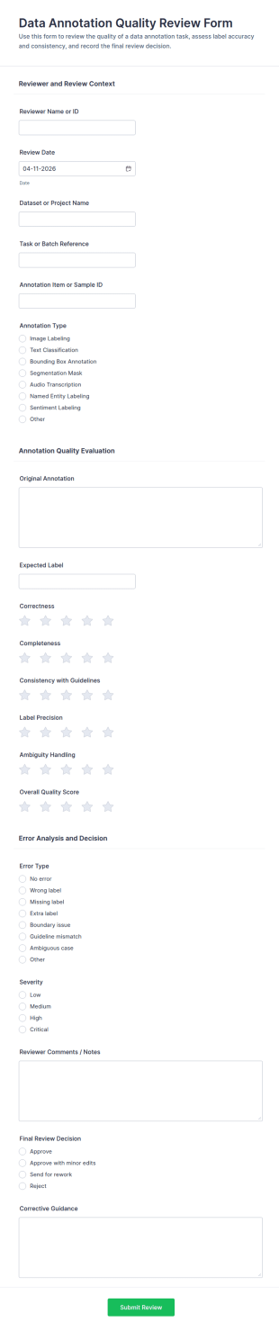 Data Annotation Quality Review Form Template