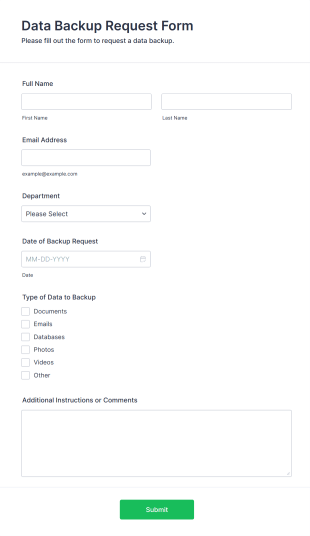 Data Backup Request Form Template