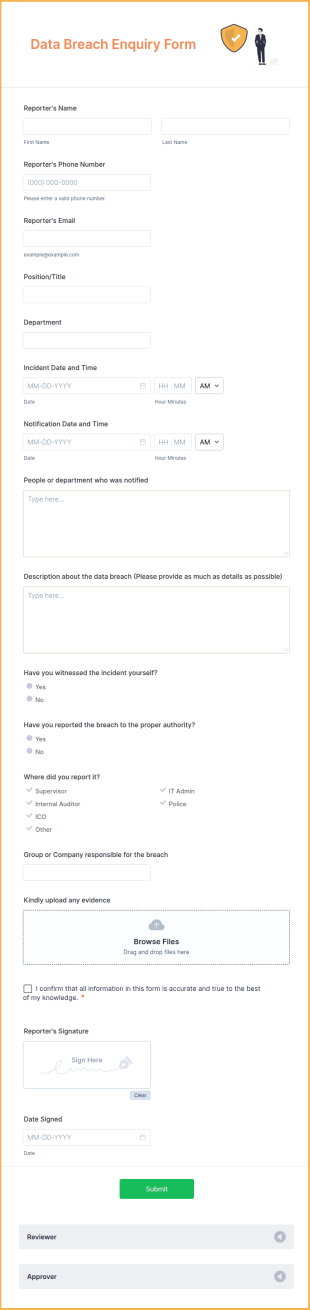 Data Breach Enquiry Form Template