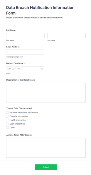 Data Breach Notification Information Form Template