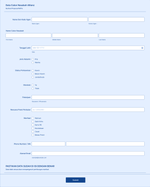 Data Calon Nasabah Allianz Form Template