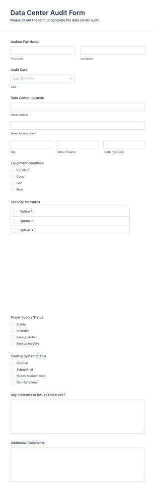 Data Center Audit Form Template