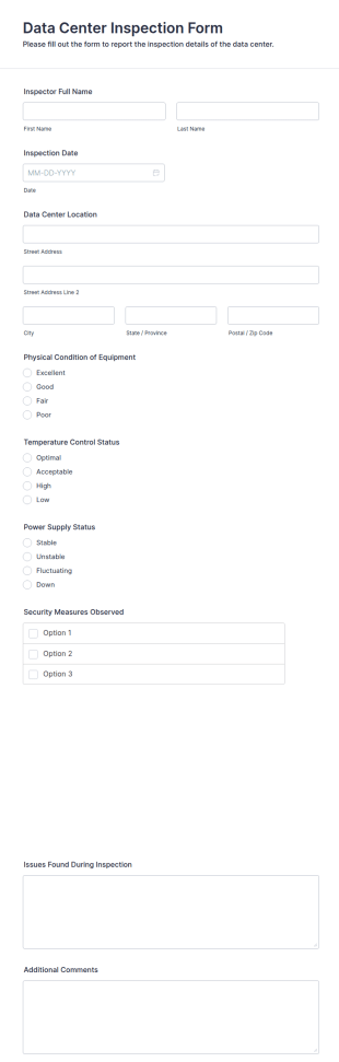 Data Center Inspection Form Template
