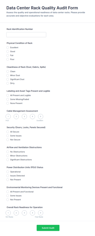 Data Center Rack Quality Audit Form Template