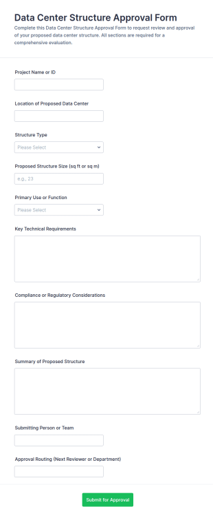 Data Center Structure Approval Form Template