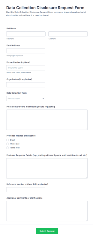 Data Collection Disclosure Request Form Template