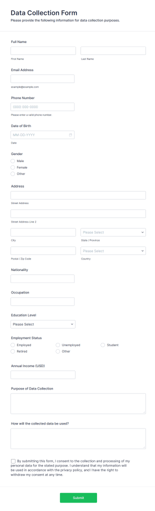 Data Collection Form Template