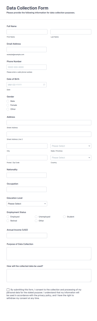 Data Collection Form Template