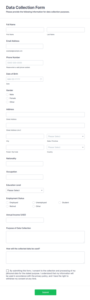 Data Collection Form Template
