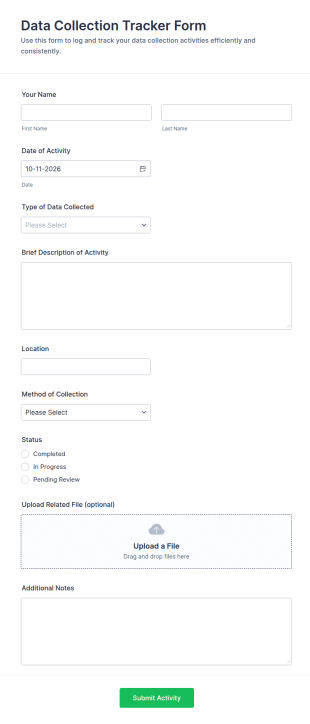 Data Collection Tracker Form Template