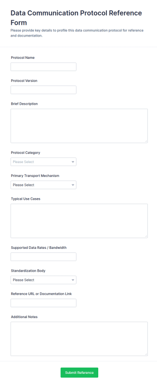 Data Communication Protocol Reference Form Template
