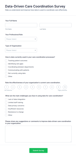Data Driven Care Coordination Survey Form Template