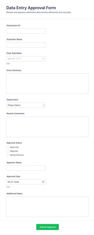 Data Entry Approval Form Template