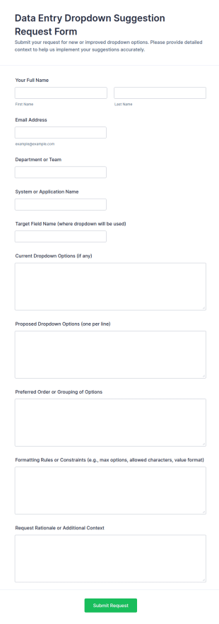 Data Entry Dropdown Suggestion Request Form Template