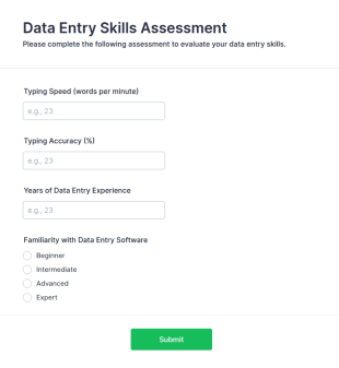 Data Entry Skills Assessment Form Template