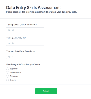 Data Entry Skills Assessment Form Template