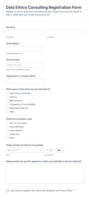 Data Ethics Consulting Registration Form Template