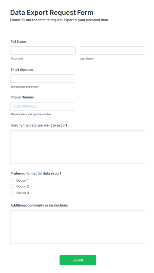 Data Export Request Form Template
