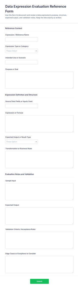 Data Expression Evaluation Reference Form Template