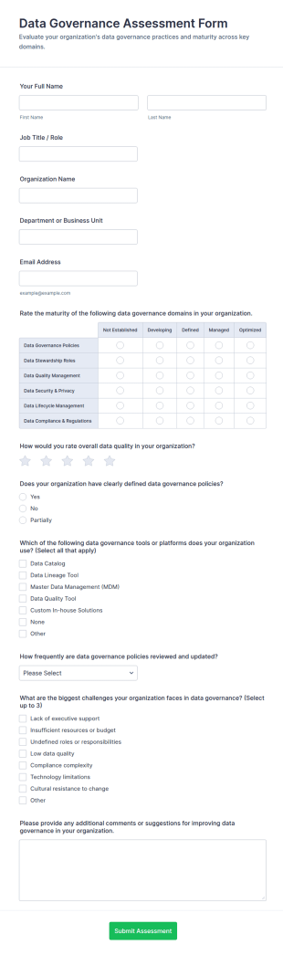 Data Governance Assessment Form Template