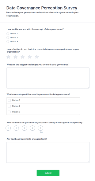 Data Governance Perception Survey Form Template