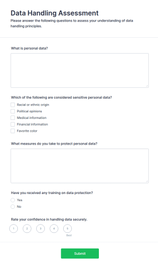 Data Handling Assessment Form Template