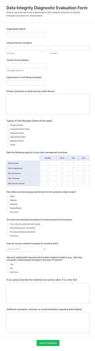 Data Integrity Diagnostic Evaluation Form Template
