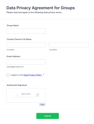 Data Privacy Agreement For Groups Form Template