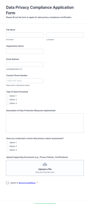Data Privacy Compliance Application Form Template