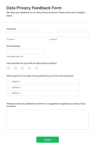 Data Privacy Feedback Form Template
