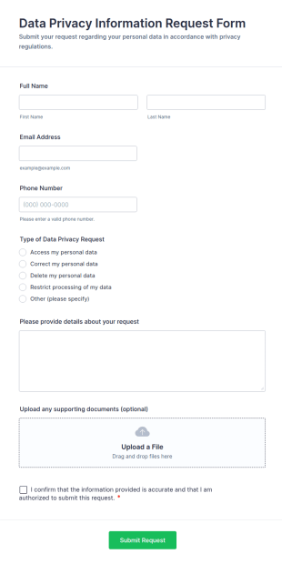 Data Privacy Information Request Form Template
