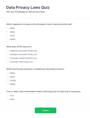 Data Privacy Laws Quiz Form Template