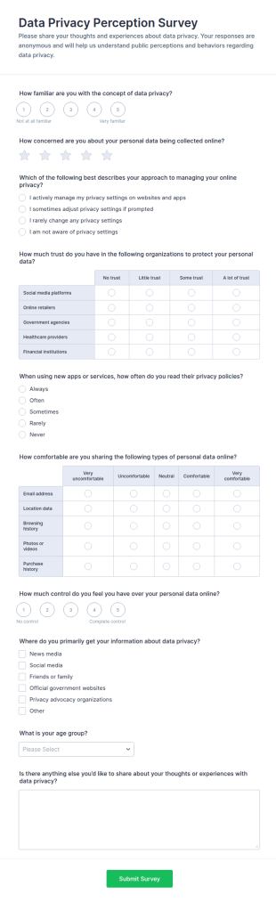 Data Privacy Perception Survey Form Template