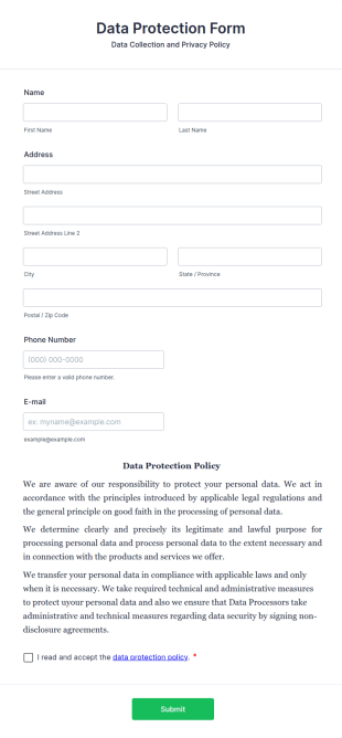 Data Protection Form Template
