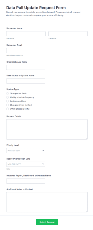 Data Pull Update Request Form Template