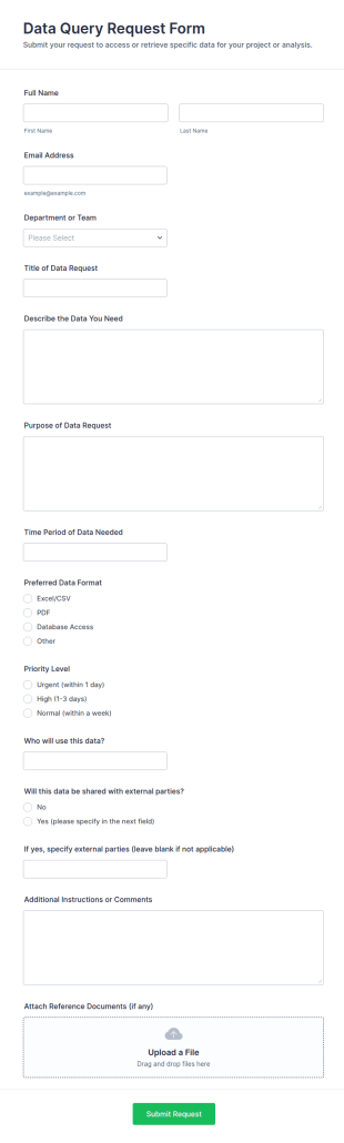 Data Query Request Form Template