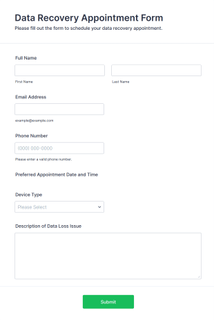 Data Recovery Appointment Form Template