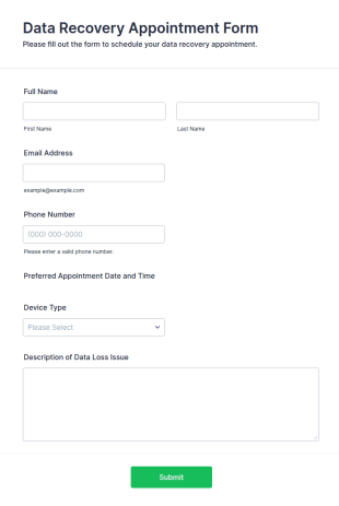 Data Recovery Appointment Form Template