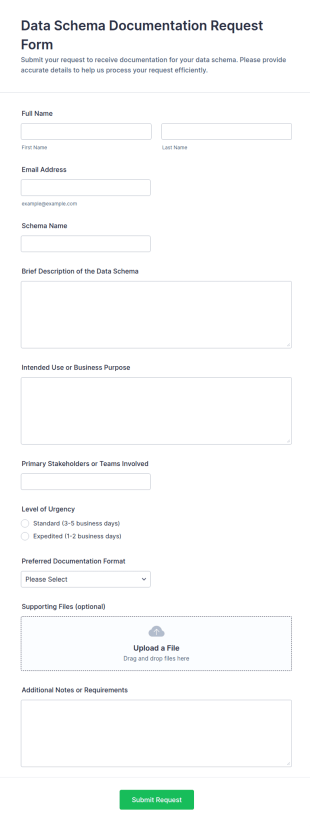 Data Schema Documentation Request Form Template
