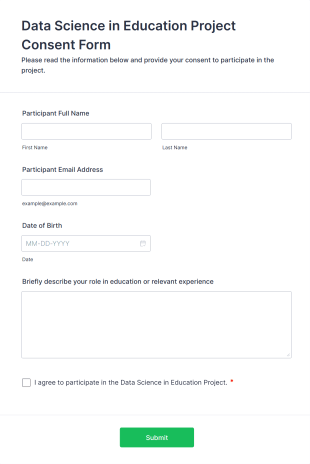 Data Science In Education Project Consent Form Template