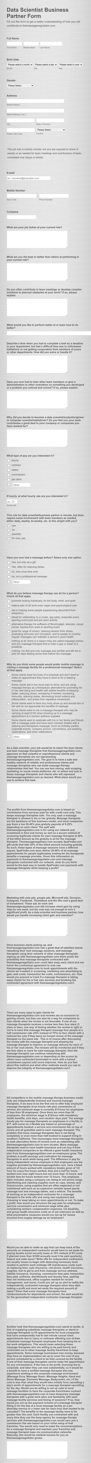Data Scientist Business Partner Form Template