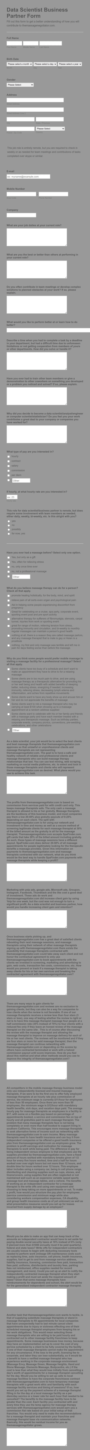 Data Scientist Business Partner Form Template