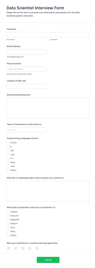 Data Scientist Interview Form Template