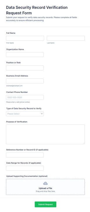Data Security Record Verification Request Form Template