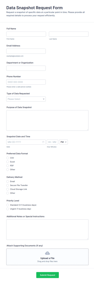 Data Snapshot Request Form Template