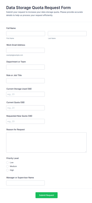 Data Storage Quota Request Form Template