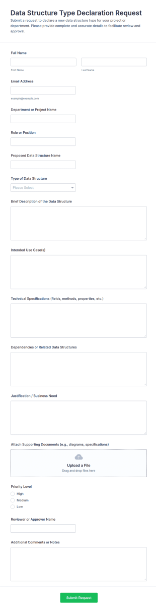 Data Structure Type Declaration Request Form Template