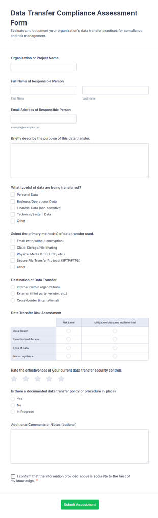 Data Transfer Compliance Assessment Form Template