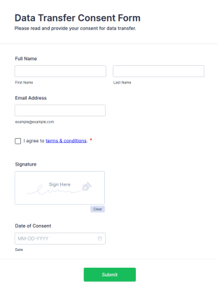 Data Transfer Consent Form Template