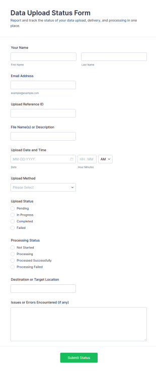 Data Upload Status Form Template